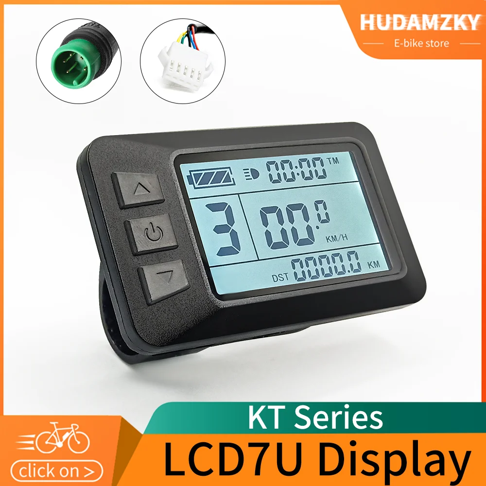 Ebike KT-LCD7U(with USB) Display for Bike Conversion Kit Compatible Voltage 24V 36V 48V with 5 Pins Waterproof/SM Plug