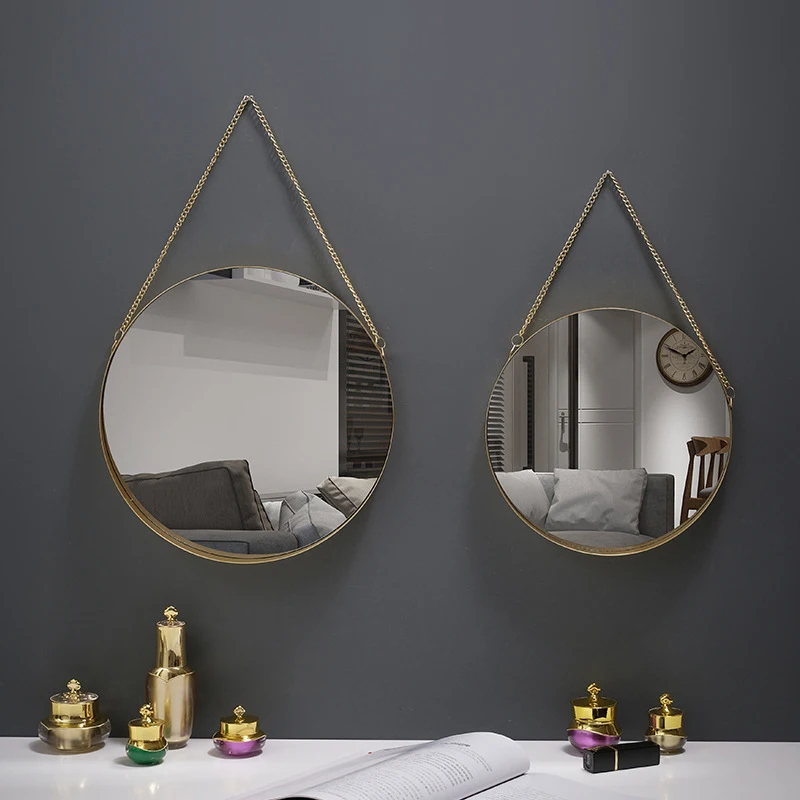 Nordic Creative Wall Hanging Decorative Mirror Home Decor Hexagon Round Wall-mounted Mirror Bedroom Bathroom Decoration Mirror