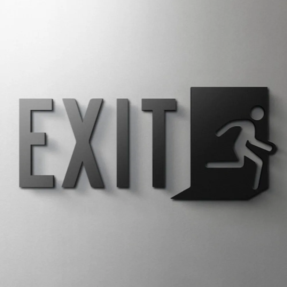 EXIT Sign Self Adhesive Acrylic 3D Modern Wall Door Sticker for Emergency Toilet Hotel Restaurant