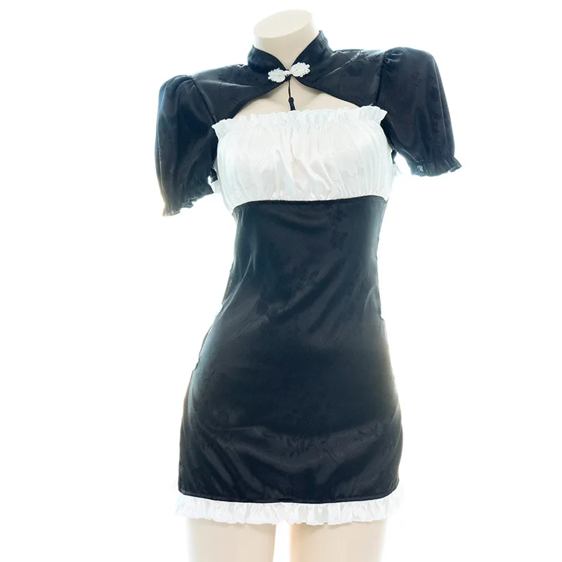 

Women Lingerie Exotic Sets Home Sleeping Nightwear Hollow Out Dress Maid Cosplay Role Play Uniform
