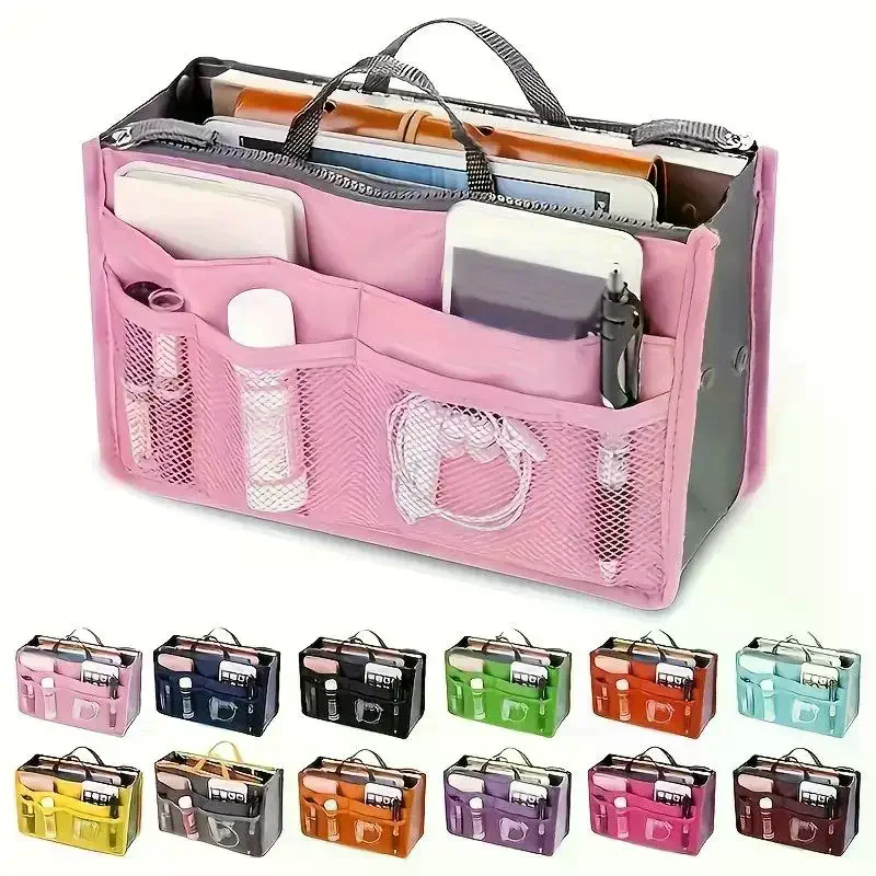 Multifunctional Bi-fold Storage Bag Double Zipper Large Capacity Storage Arrangement Makeup Toiletries Classification Bag