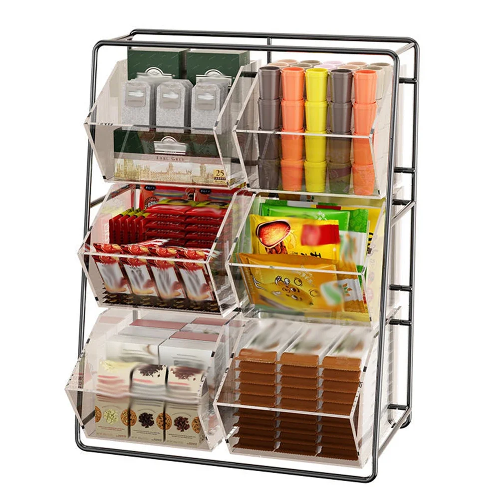 Kitchen Multi-Layer Seasoning Storage Rack Transparent Tea Bag Box Coffee Capsule Office Rest Room Desktop Sorting Plastic