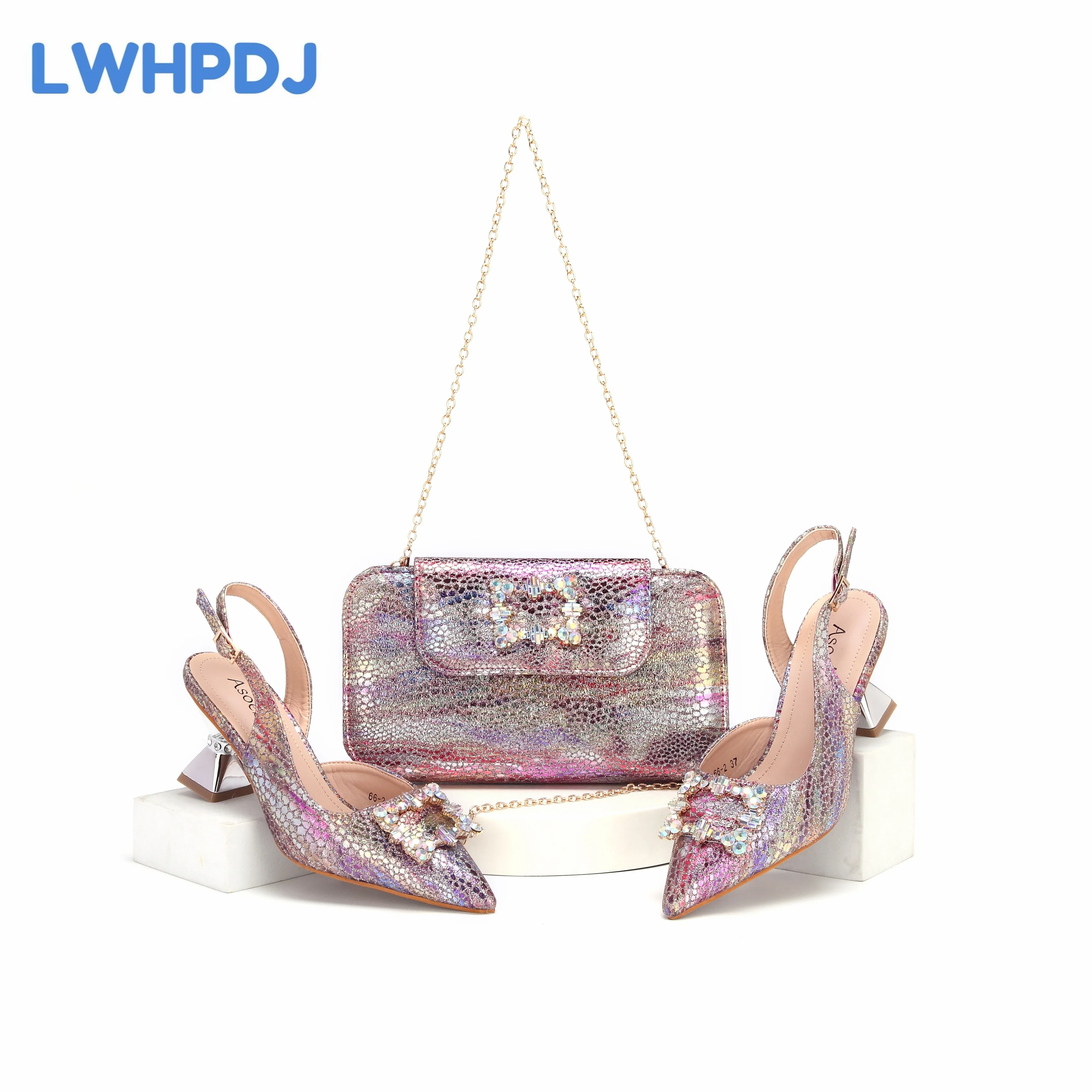 

Красочные женские туфли на высоком каблуке, модные туфли и сумки с вышивкой и стразами, итальянский дизайн, комплект обуви и сумок с острым носком