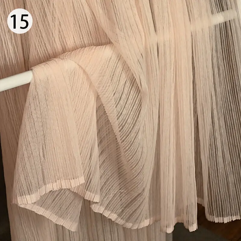 Sheer Organ Pleated Fabric Lace Crumpled Tulle Net Cloth For Wedding Skirt Dress Costume Curtains Handmade DIY Craft Colorful