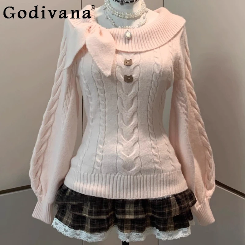 منقوشة تنورة قصيرة مجموعة للنساء الخريف الشتاء خمر نمط الحلو قبالة الكتف سترة الدانتيل المرقعة تنورة السيدات لوليتا الدعاوى #3