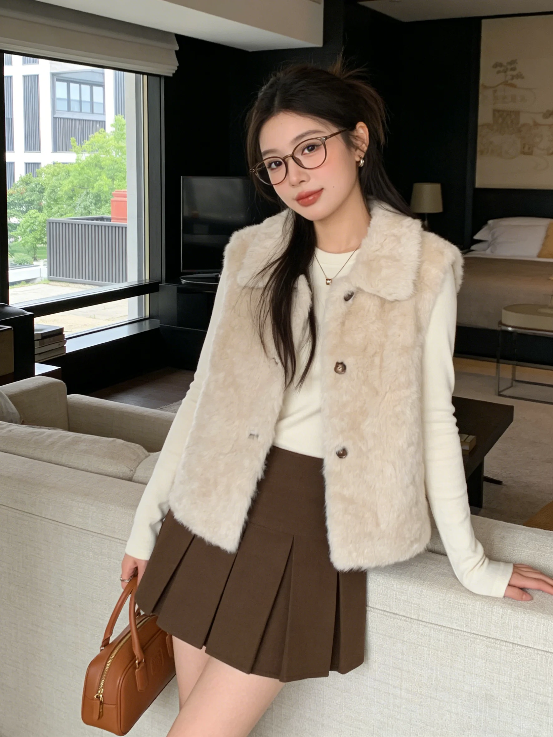 

Женский утепленный жилет из бархата в корейском стиле, новинка ранней весны, для многослойных образов, с воротником, теплая верхняя одежда