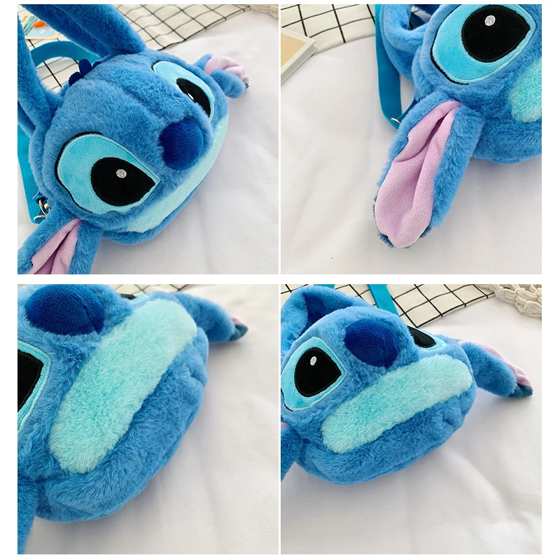 Disney Stitch Plush Shoulder Bag Anime Cartoon Cute Stuffed Plush Toy Crossbody Bag Storage Bags Handbag Girl Birthday Gift