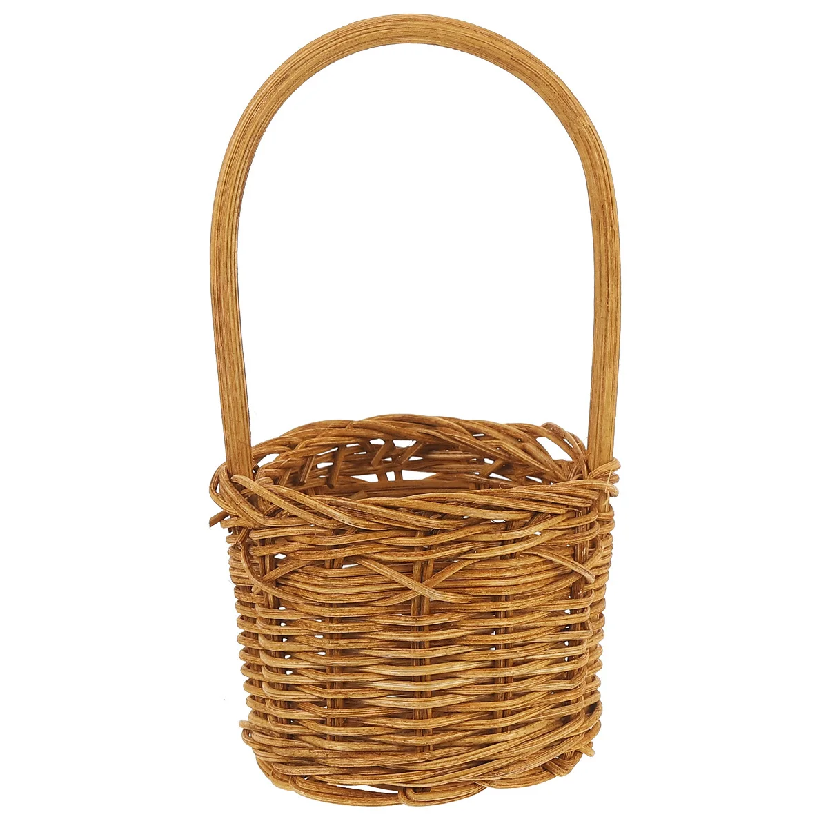 

Rattan Flower Basket Woven Hampers Weaving Round Shape Mini Picnic Crafts