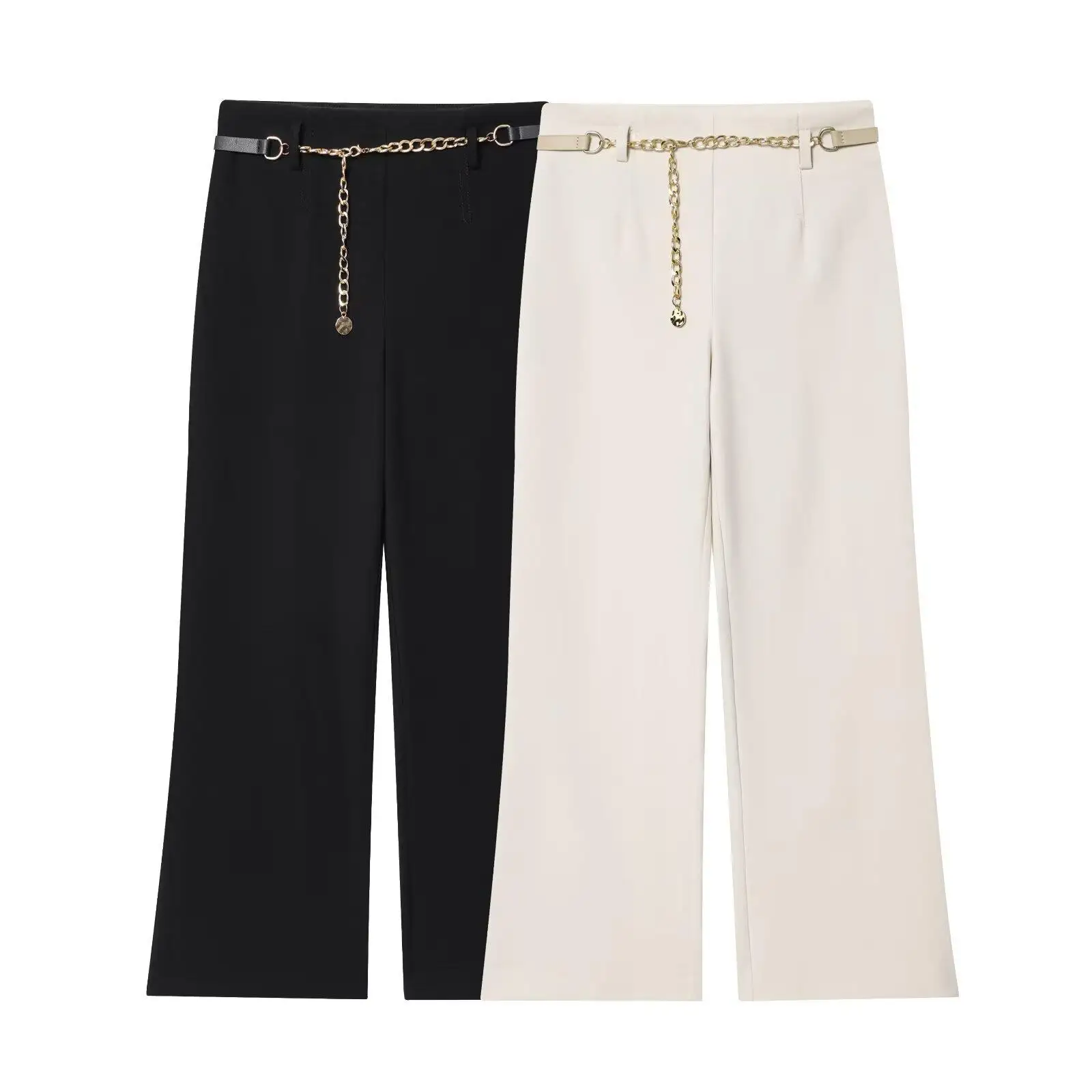 Faionable ort Abito doppiopetto Jaet con cintura in vita a catena e pantaloni alla caviglia Set Cleanfit Sle Vita bassa PVC M...