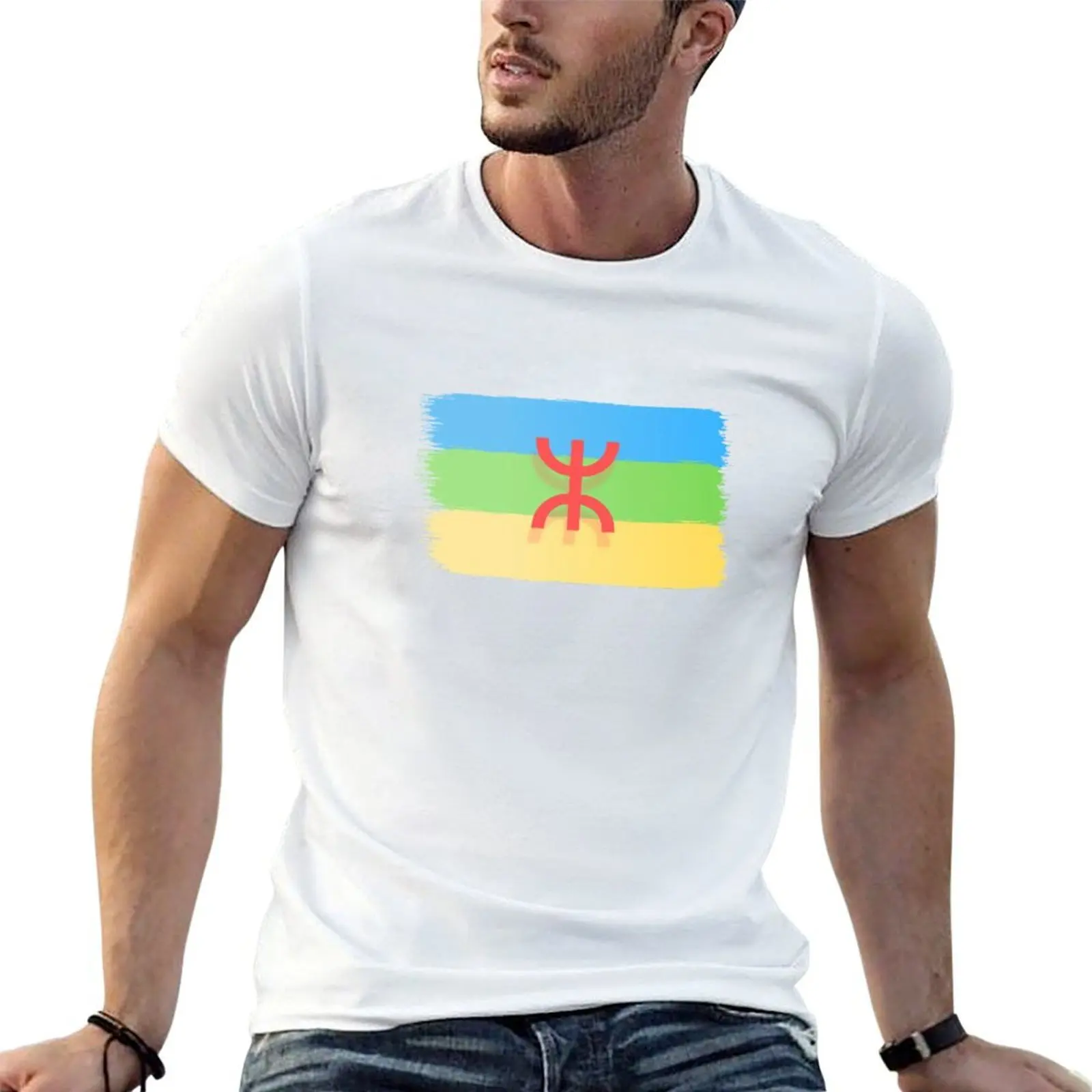 

Amazigh Flag Gradient T-Shirt man t shirt cotton t shirt custom print mens graphic t shirts T-shirt