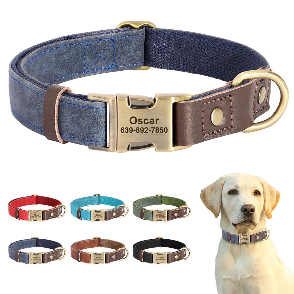 

PU Leather Custom Dog Collar Personalized Dog Collars Collars Free Engaved Pet ID Necklace for Small Medium Large Dogs Bulldog