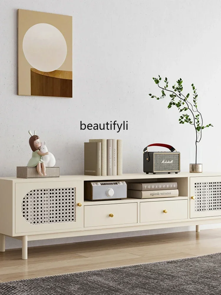 

Combination Modern Simple Small Apartment Side Cabinet Floor Rattan TV Stand