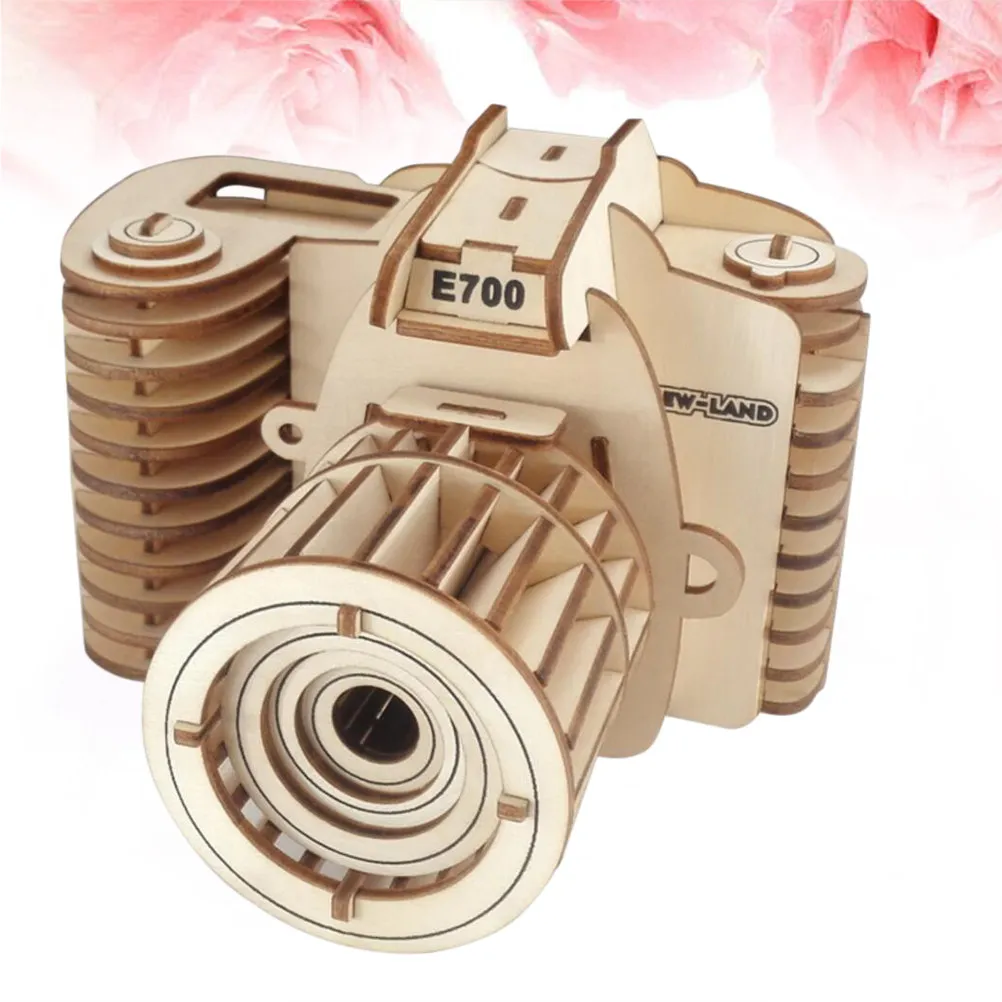 

DIY Wooden 3D Camera Puzzle Educational Building Kit for Kids Promotes Imagination Dexterity Cognitive Development Desk Shelf
