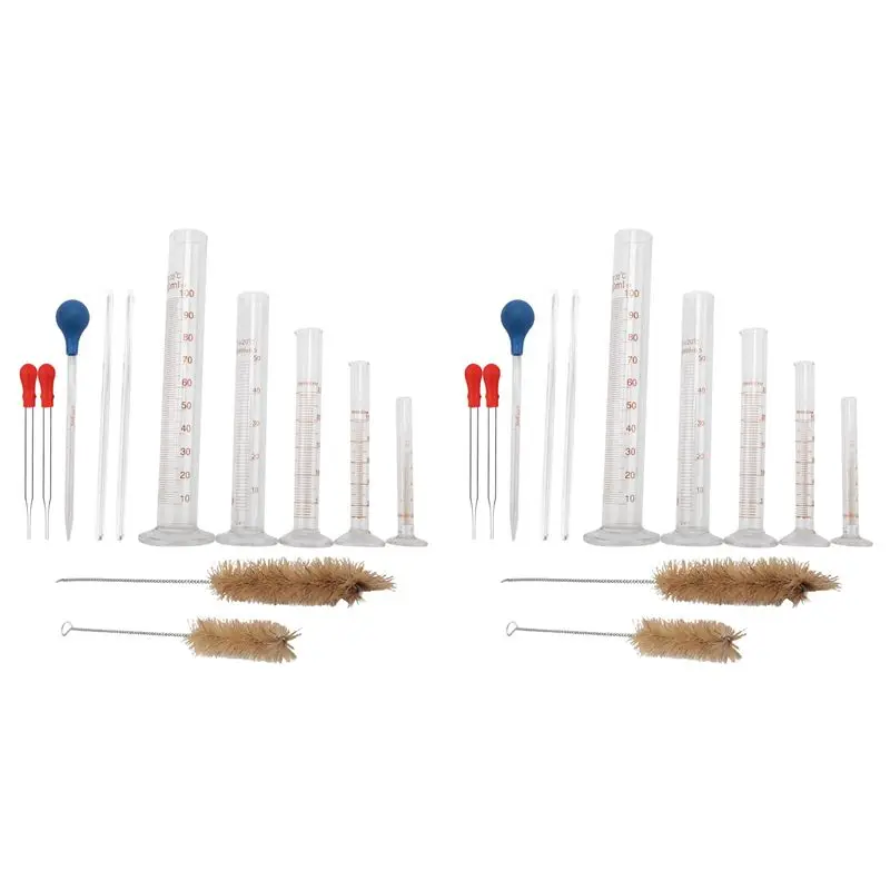 10X Graduated Cylinder Set,Borosilicate Glass Measuring Cylinders In With Pipettes/Stirring Rods/Clean Brush-Y18A