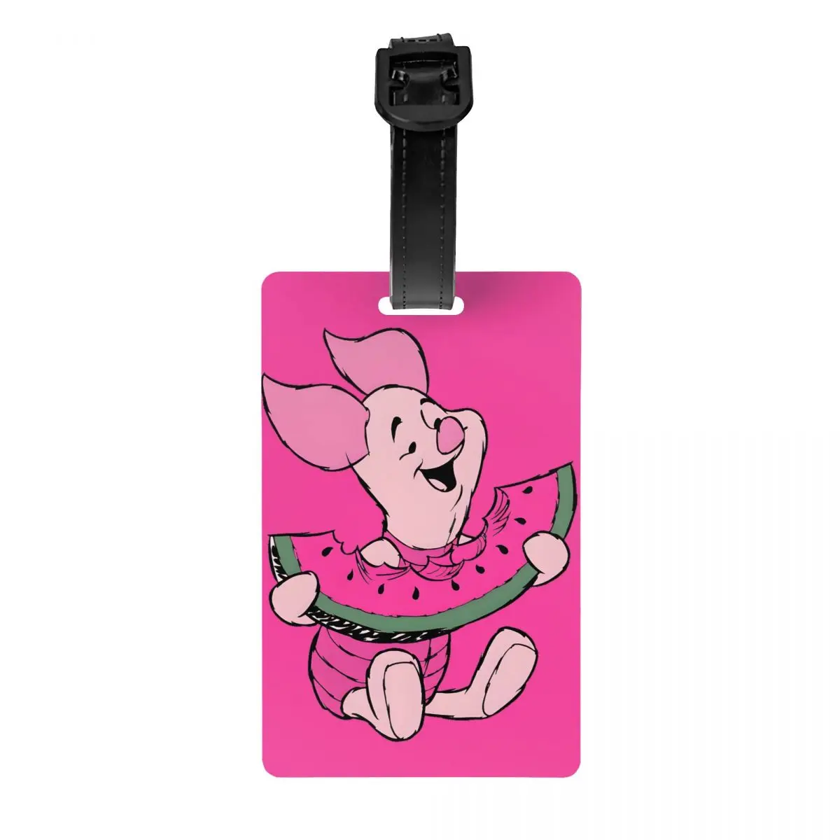 

Custom Piglets Eat Watermelon Luggage Tag Travel Bag Suitcase Privacy Cover ID Label