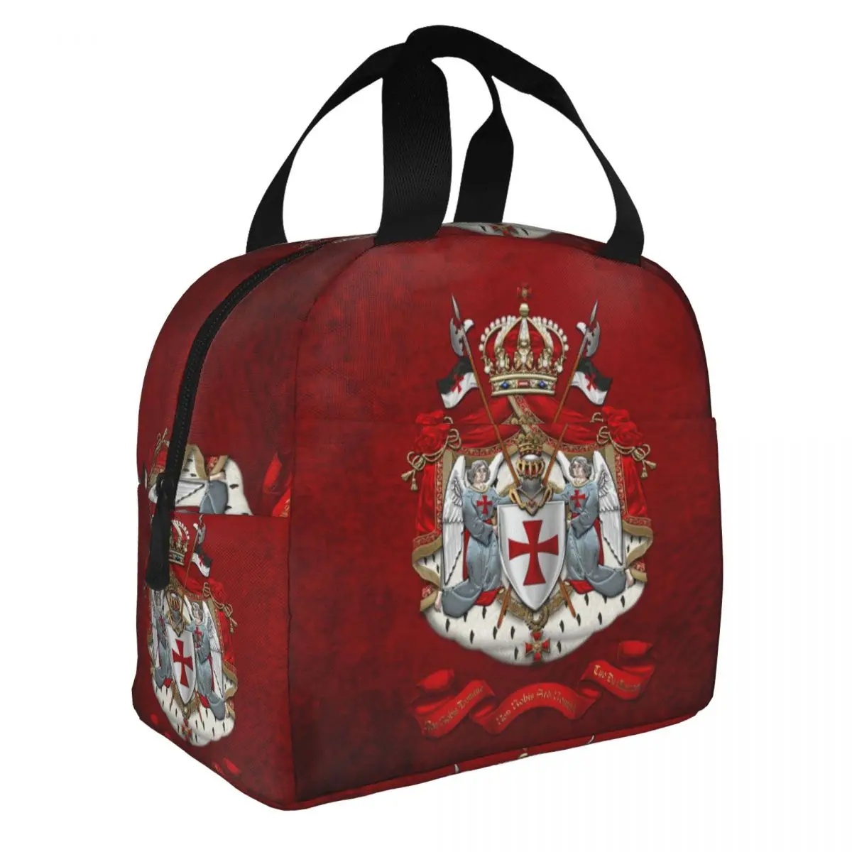 Custom Knights Templar Flag With Coat Of Arms Insulated Lunch Bags Picnic Medieval Warrior Cross Thermal Cooler Bento Box