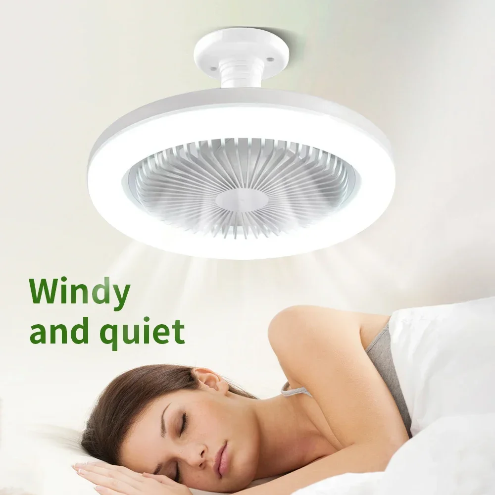 Miniventilador inteligente con cambio de luces, Bombilla decorativa de techo con Control remoto, E27, 2023