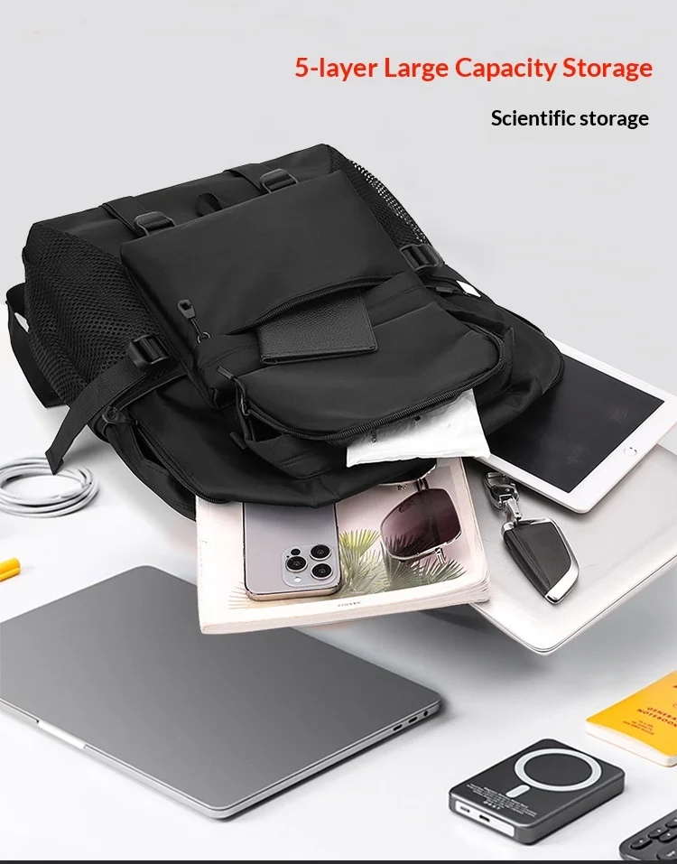 Homefish 15,6-Zoll Laptop-Reiserucksack, Handgepäck für Flugreisen mit Schuhfach und Gepäckgurt zum Wandern – Detail 3