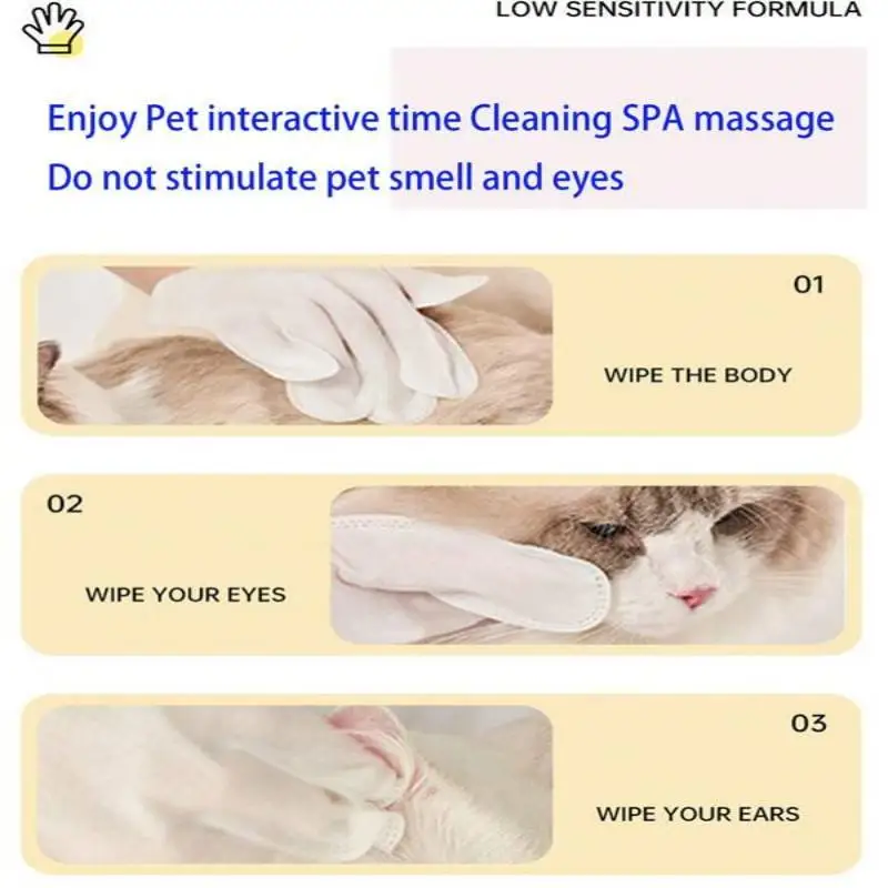 Pet Cleaning Glove Wipes Disposable Pet Grooming Glove for Cats & Dogs, 6 Pieces Per Pack, Pet Cleaning Supplies