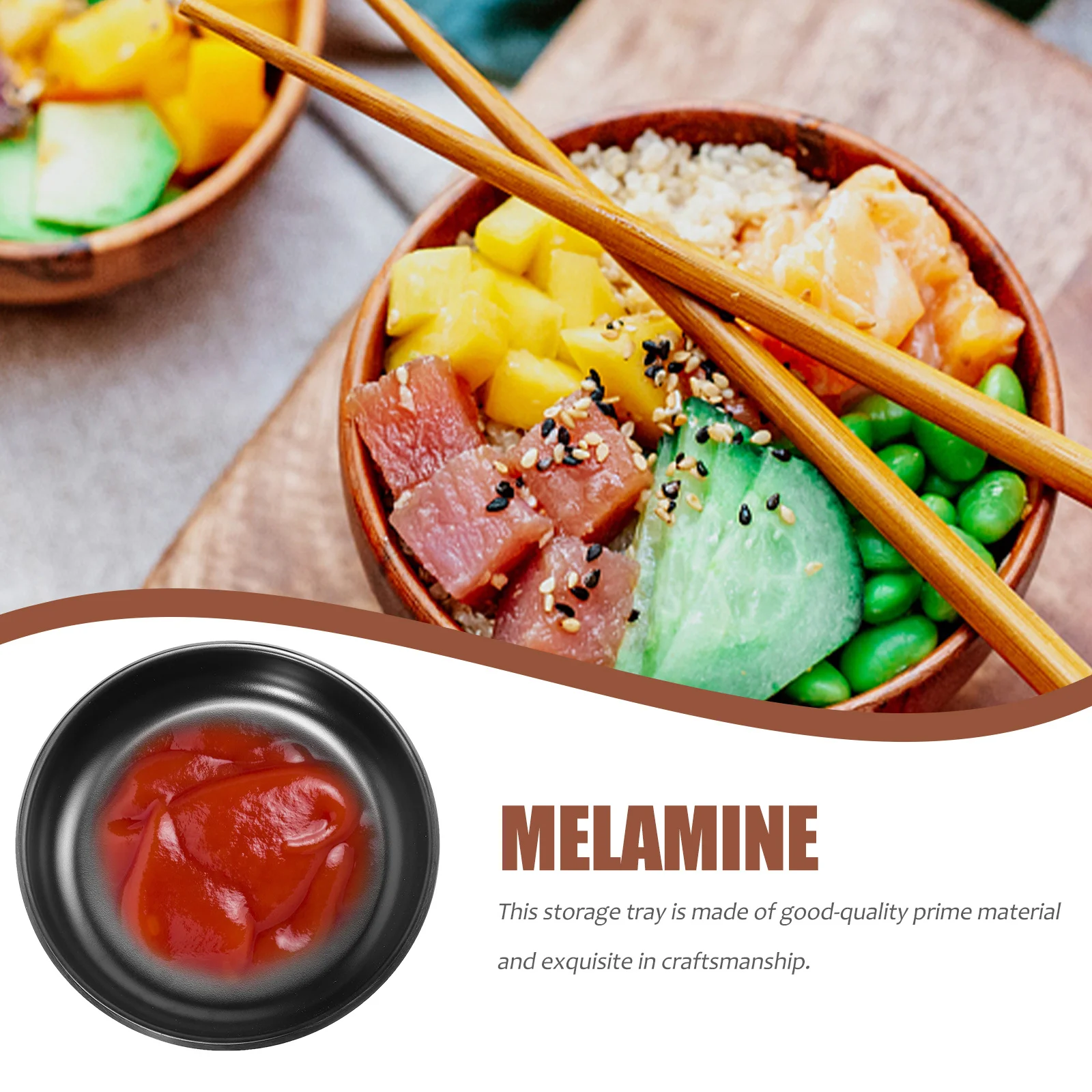 

2pcs Round Plate Sub-Plate Tray Melamine Serving Dish For Home Hotel Restaurant Appetizer Snack Storage Tableware