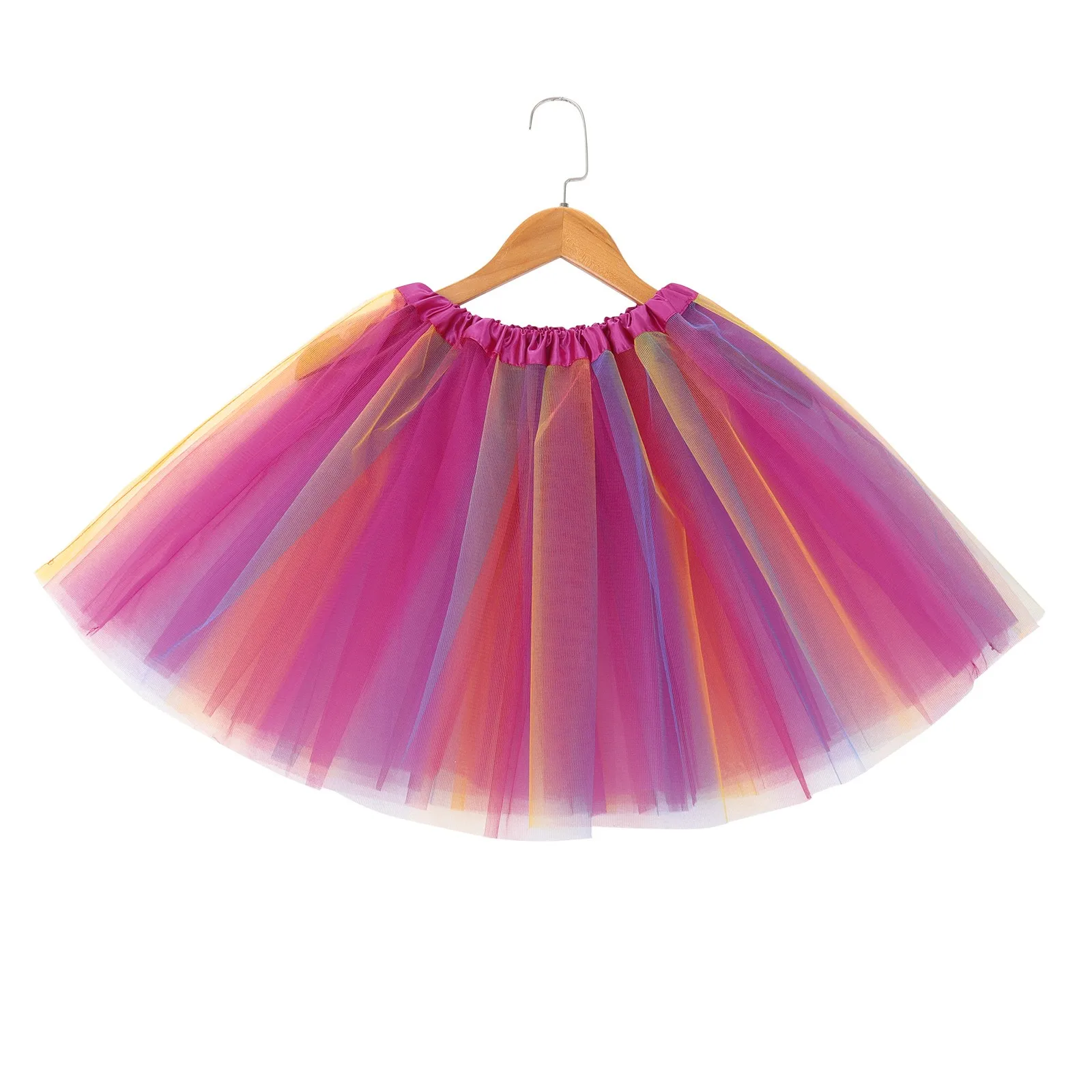 

Women Adult Three Layer Tulle Tutu Ballet Skirt Pleated Sweet Candy Color Ruffles Mesh Pettiskirt Wedding Party Skirt