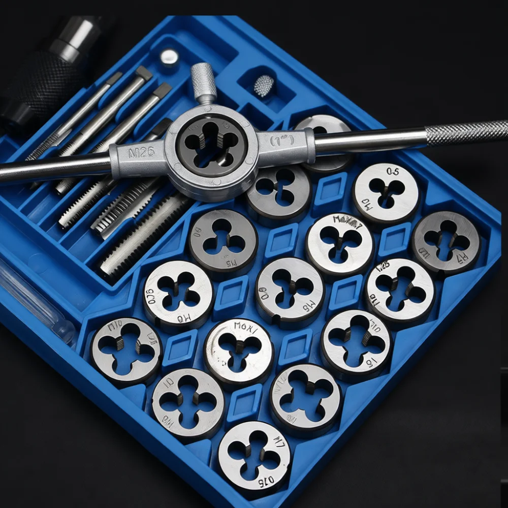 Metric Threading Tap Die Wrench Tool Kit Alloy Steel Manual Screw Repair Hardware Hand Crafting Utility Accessory Engineering