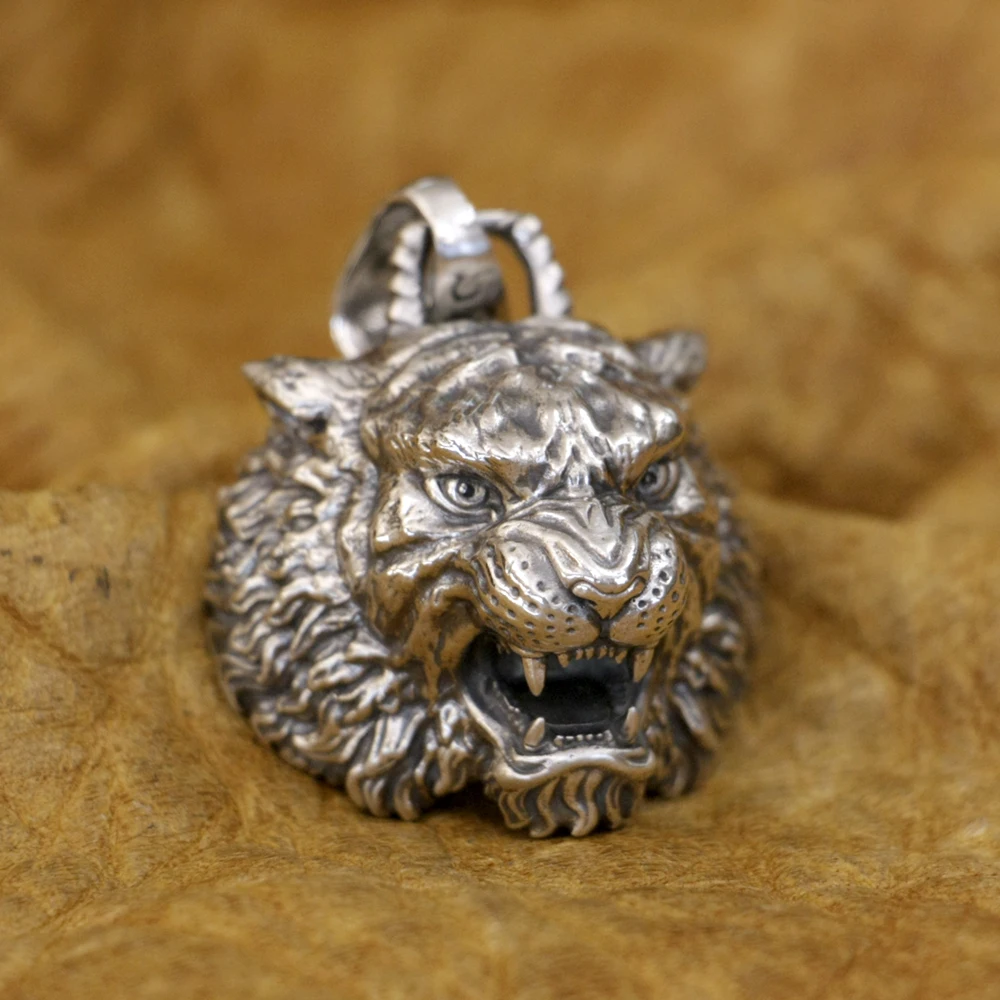 LINSION 925 Sterling Silver King of Tiger Pendant Biker Punk Jewelry 3 Models Available TA397