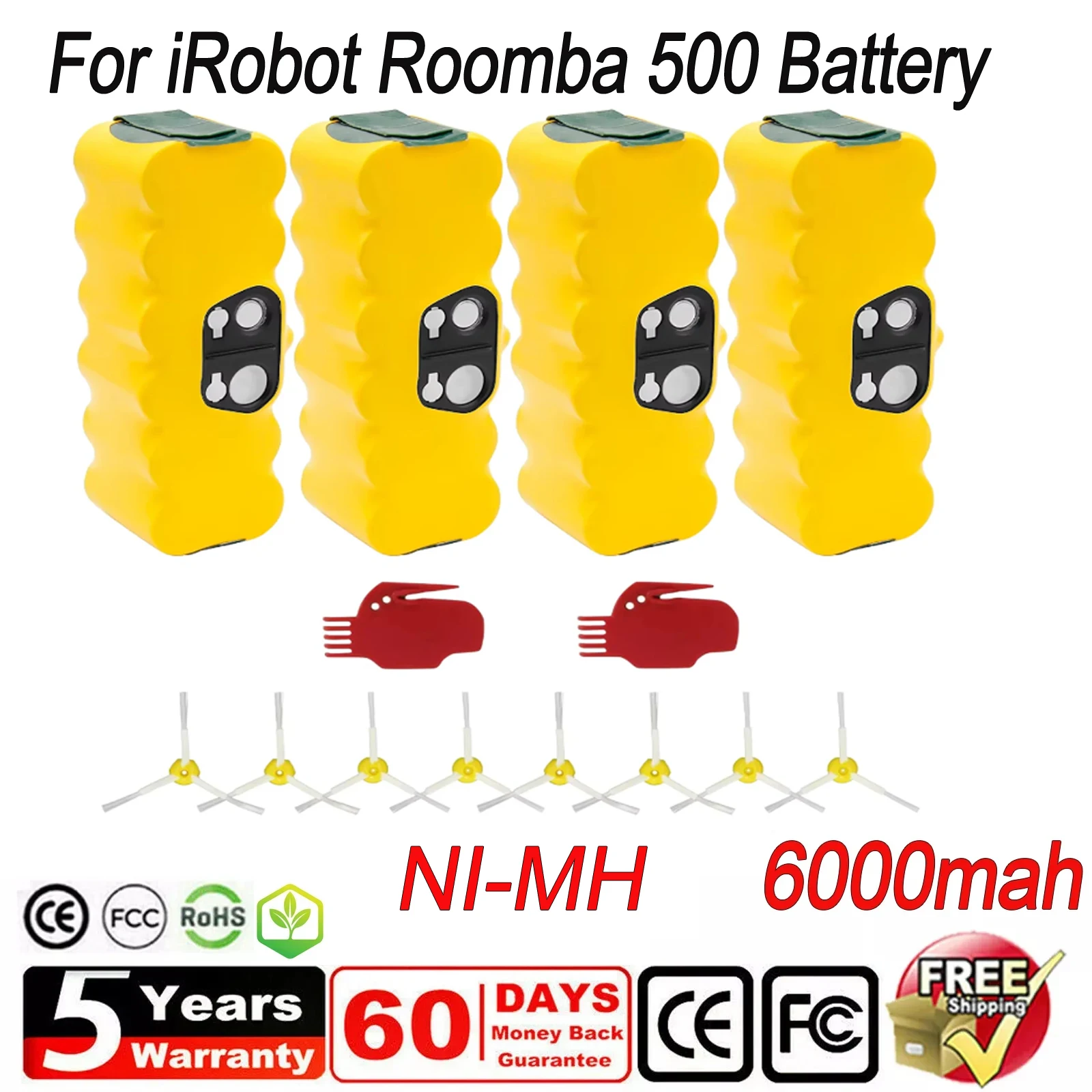 

Аккумулятор Ni-MH 6000 мАч 14,4 В для iRobot Roomba 500, совместимый с сериями iRobot Roomba 500, 600, 700, 800, 900, замена.