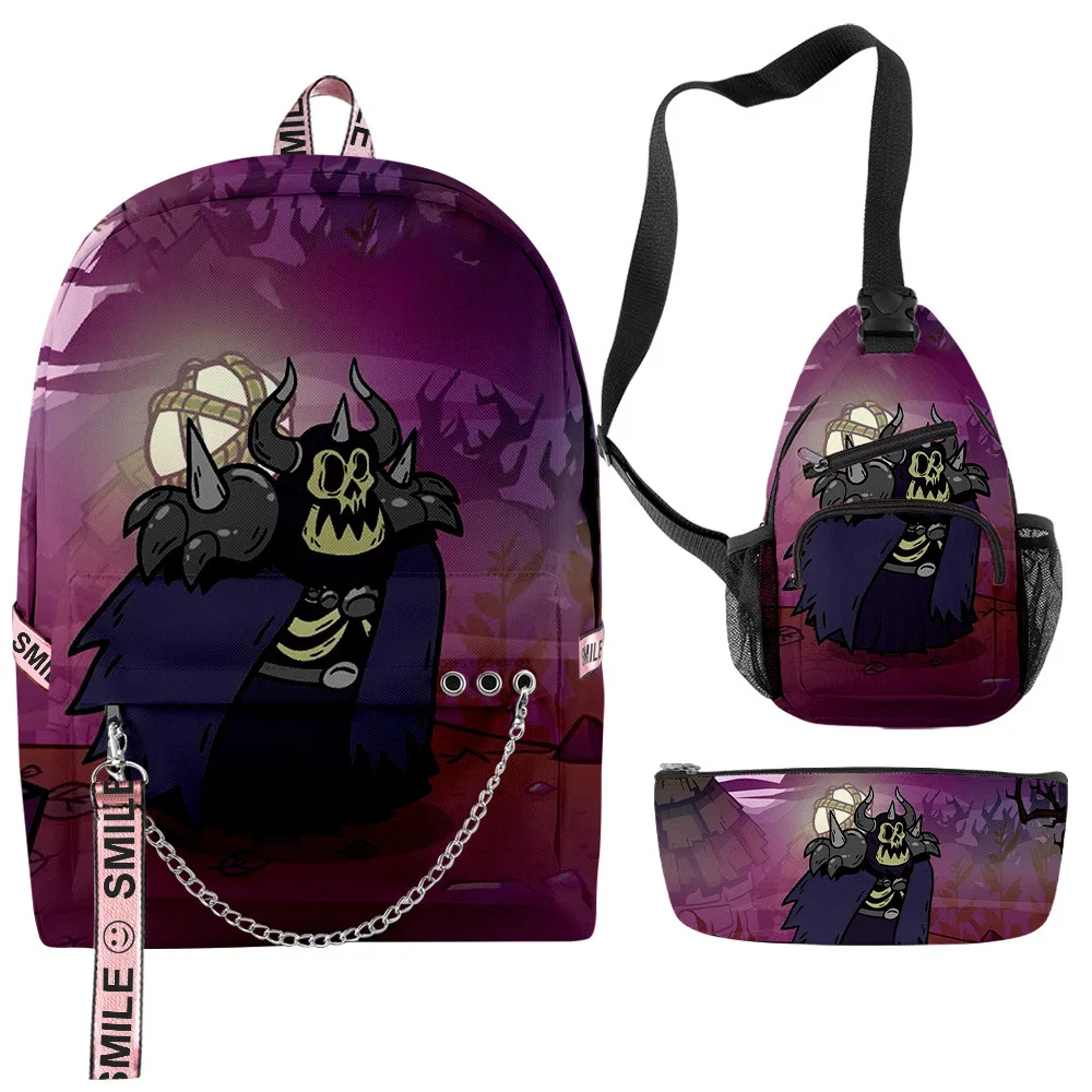 Clásico Popular divertido nadie salva el mundo impresión 3D 3 unids/set mochilas escolares mochila de viaje multifunción bolsa de pecho estuche para lápices