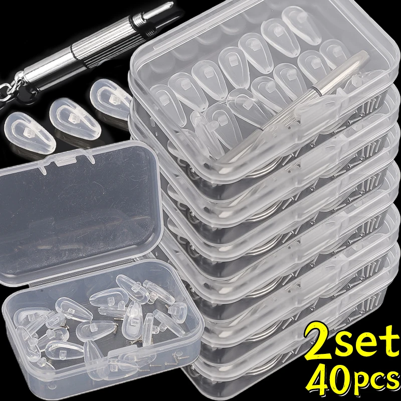 Repair Eyeglasses Silicone Air Nose Pads with Screwdriver DIY Soft Chamber Glasses Replacement Tools Anti-slip Nose Pad Screw