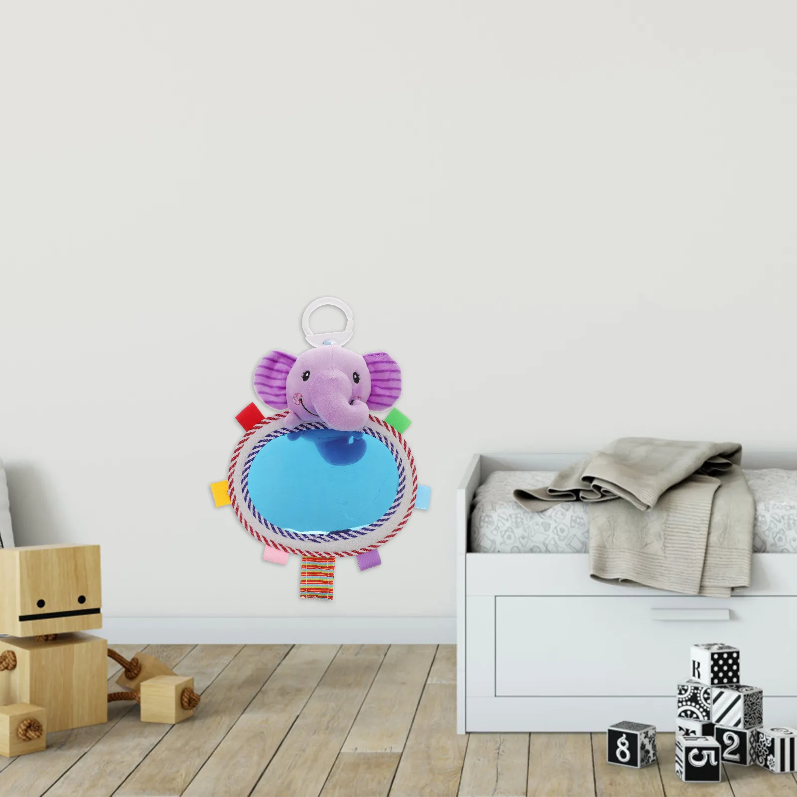 Safety Mirror Cognitive Developmental Mirror for Infants Car Backseat Use Colorful Animal Design Louder Bell