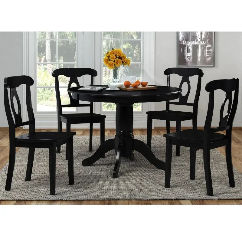 DHP Aubrey 5-Piece Traditional Pedestal Dining Set, Black