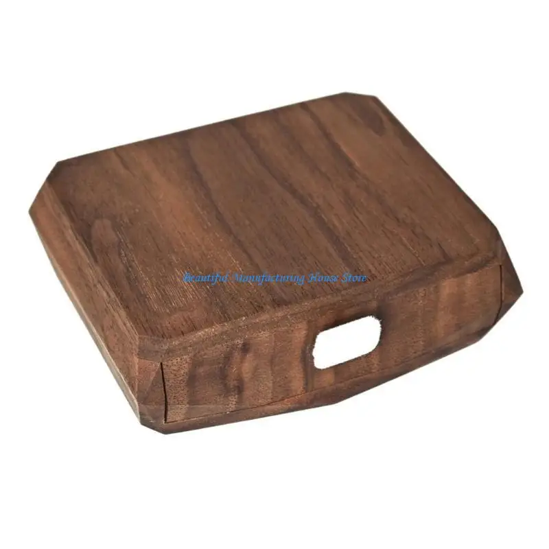 

E56A Elegant Walnut Ring Box for Engagement Handmade Velvets Lined Jewelry Case Storage Container for Wedding Rings