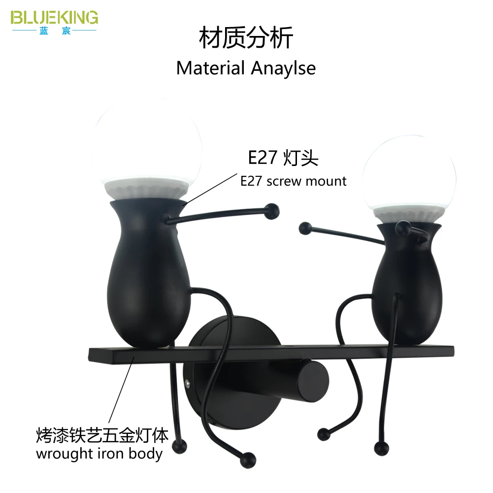Humanoide kreative Wandleuchte, modern, einfach, kleiner Mann, Nachttischlampe, Wandleuchte, Innendekoration, hängende Beleuchtung für Kinder, Schlafzimmer, LED
