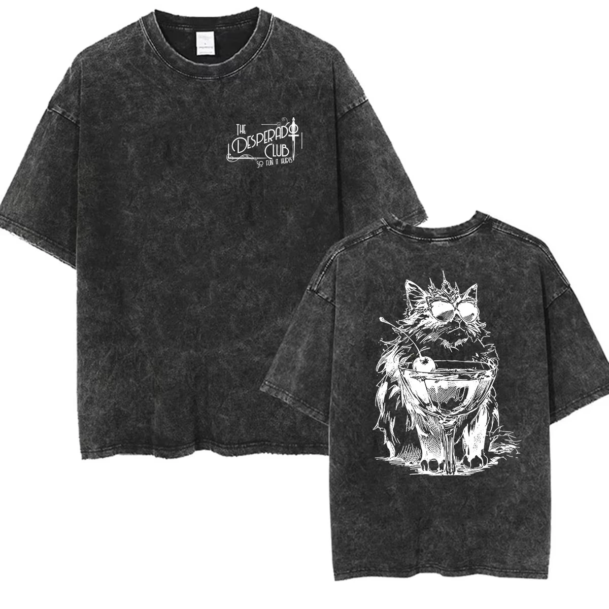 Vintage Washed Dungeon Crawler Game Carl Graphic T‑Shirt Princess Donut Funny Cat Meme Unisex Men Women Streetwear Cotton Tops