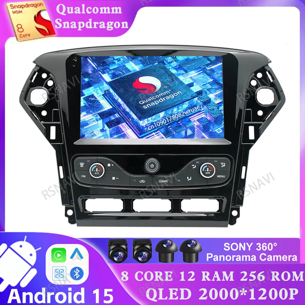 Android 15 para Ford Mondeo MK4 2007-2014 E46 accesorios interiores de coche aire acondicionado DSP Passat B6 piezas de repuesto interiores