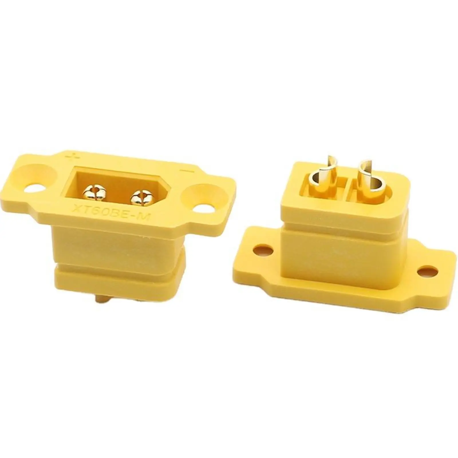 XT60BE-M Panel Mount Male Connector 60A 500V DC Gold Plated Yellow for Drone RC Solar EV