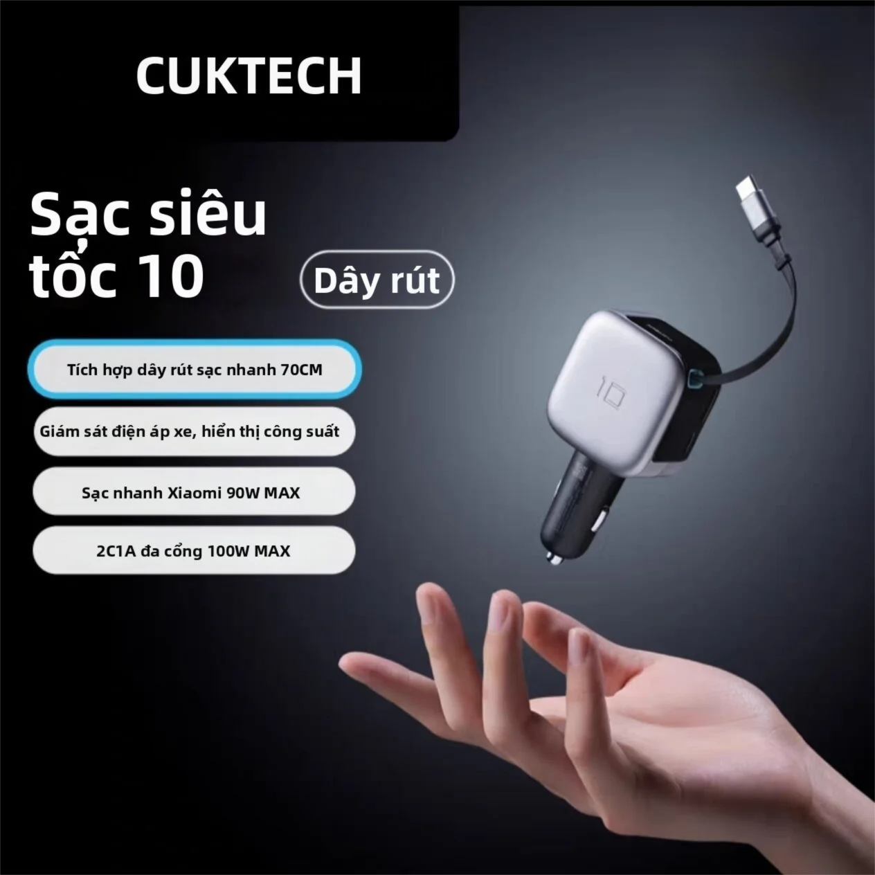 CUKTECH | Đầu Sạc Xe Hơi Đa Cổng Adapter Bật Lửa