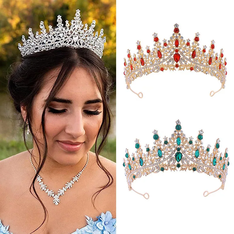 

Wedding Hair Tiara Crystal Bridal Tiara Crown Silver Color Diadem Veil Tiaras Wedding Hair Accessories Headpieces Head Jewelry