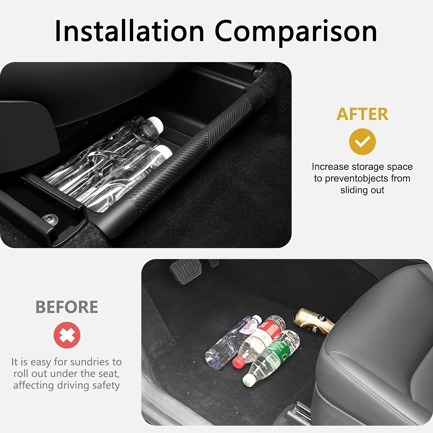 สำหรับ Tesla รุ่น Y 2024กล่องเก็บรถภายใต้ Central Control หน้าจอที่นั่งกล่องเก็บถาดกล่องรุ่น Y 2020-2024