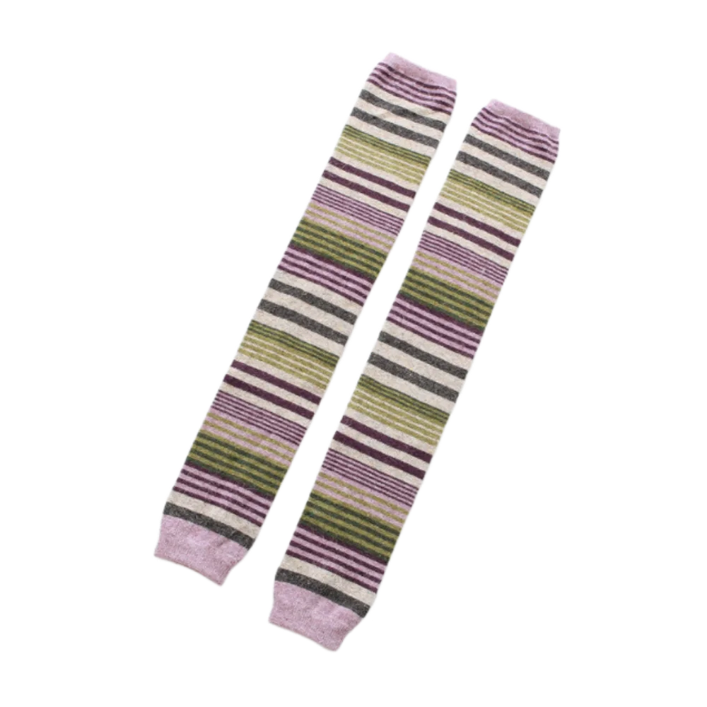 

Fashion Colorful Wool Ruffle Socks Animal Furr Thick Knitted Leg Warmers Japanese Style Knee High Striped Socks Women