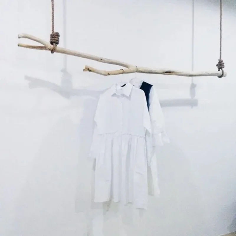 Natural peeled branches, solid wood preservative dried branches hanging hangers, retro decoration in clothing stores