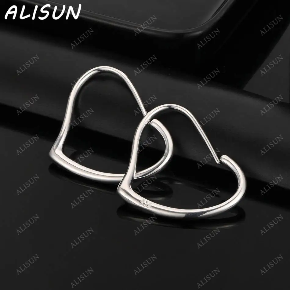 

ALISUN 925 Sterling Silver Hearts Hoop Earrings For Women Grace Jewelry Trend Fashionable Birthday Party Gifts