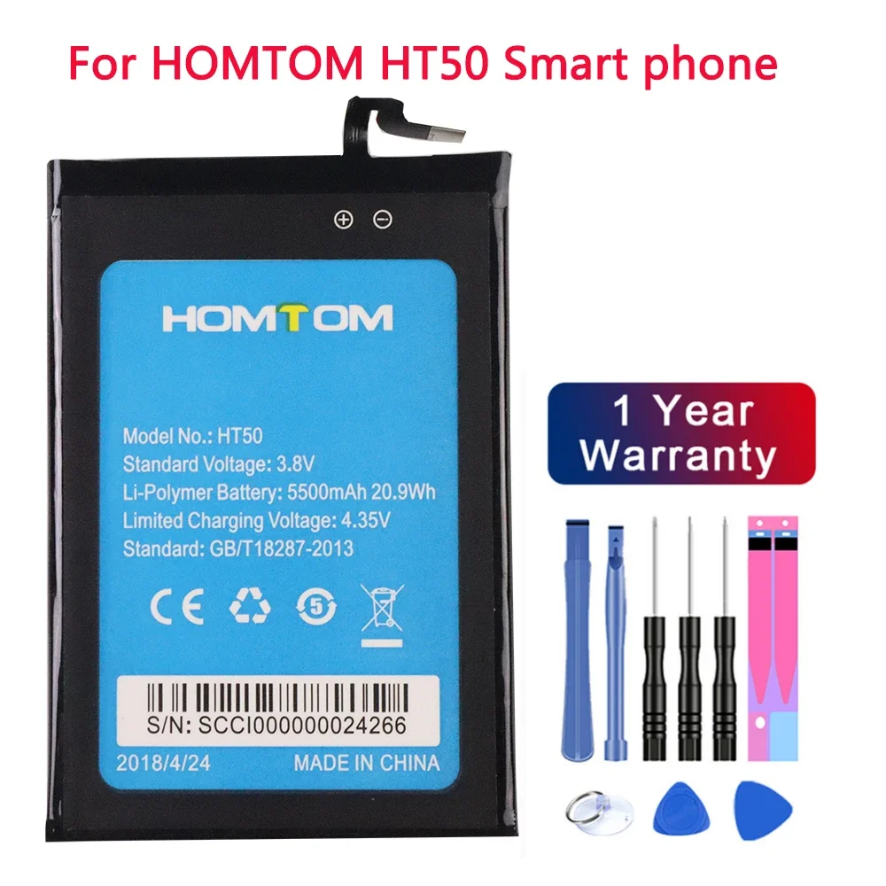 

100% Original HOMTOM HT50 Battery Replacement 5.5inch 5500mAh Backup Batteries Replacement For HOMTOM HT50 Smart Phone