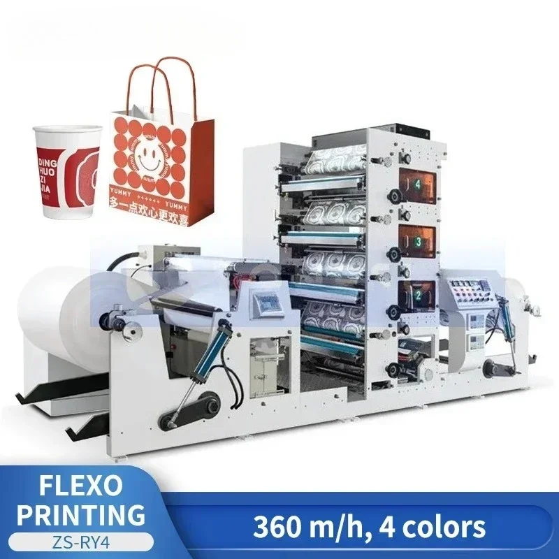 Machine d'impression flexographique presse Flexo Machine d'impression d'étiquettes Flexo Machine d'impression Flexo 4 couleurs ZS-RY4