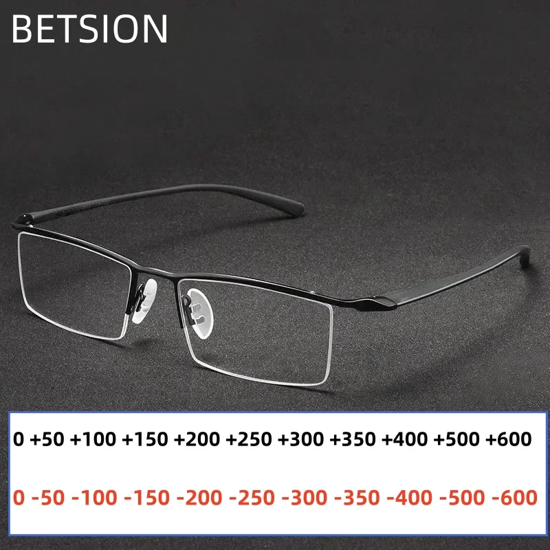 

BETSION High Quality Titanium Half Frame for Men's Glasses Myopia and Reading Eyeglasses on Optical Prescription Eyewear Frame