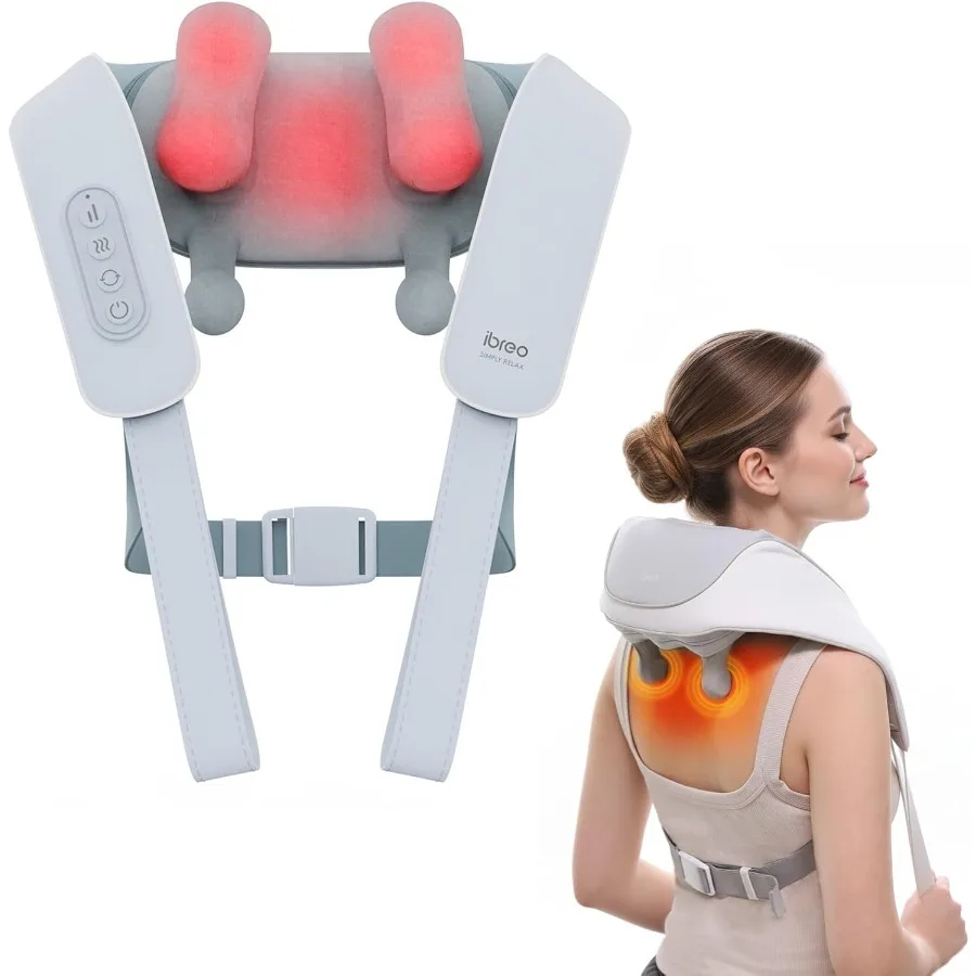 

Cordless Shiatsu Neck and Back Massager with Heat for Pain Relief: 10 Mins x 12 Uses 3 Massage Modes 2 Intensity Levels 3D Knea