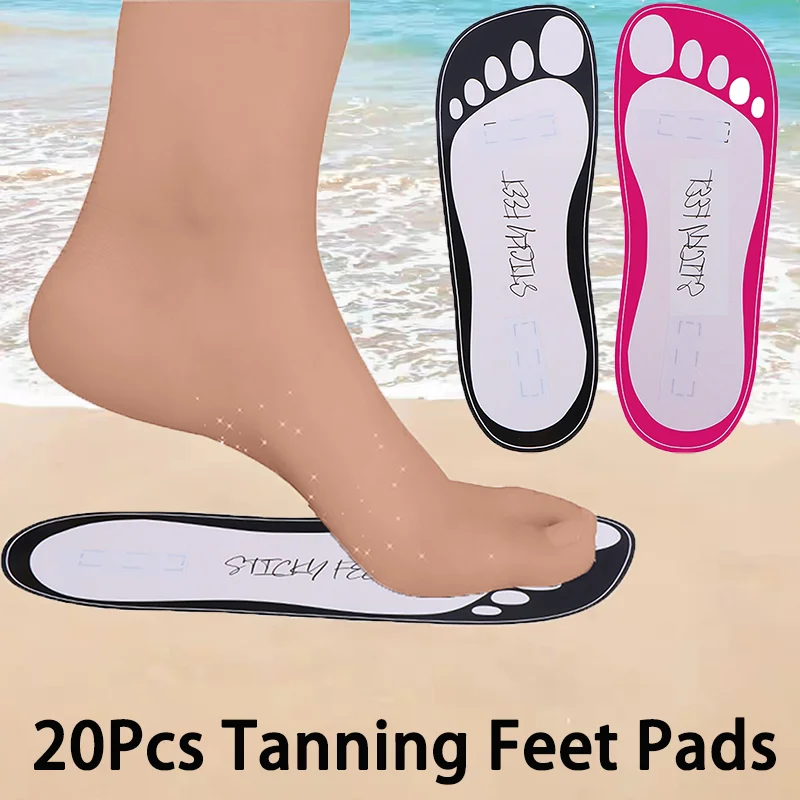 20Pcs Disposable Tanning Sticky Feet Pad Spray Tan Foot Protectors Sunless Cardboard Tanning Feet Pads Slipper Accessories