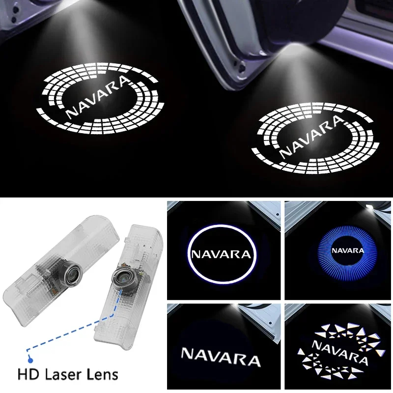 2Pcs LED for Nissan NAVARA 2015 2018 2016 2017 Car Door Welcome Logo Lights Courtesy Projector Ghost Shadow Lamps Accessories