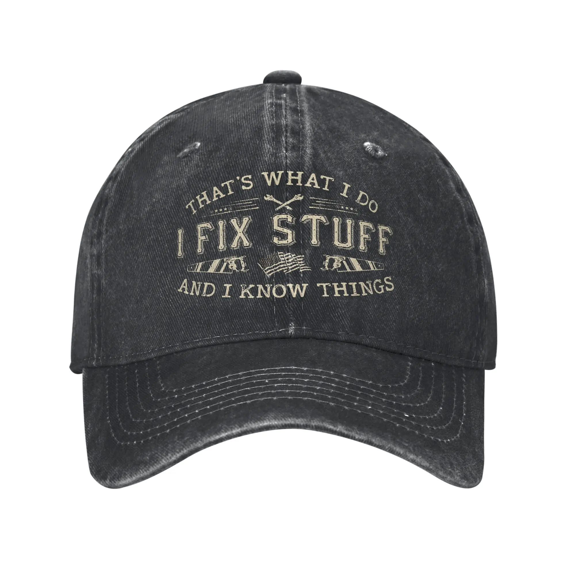 Summer That's What I Do I Fix Stuff and I Know Things Funny Dad Baseball Cap Sun Sun-Proof Design Washed Trucker Hat Gift Idea